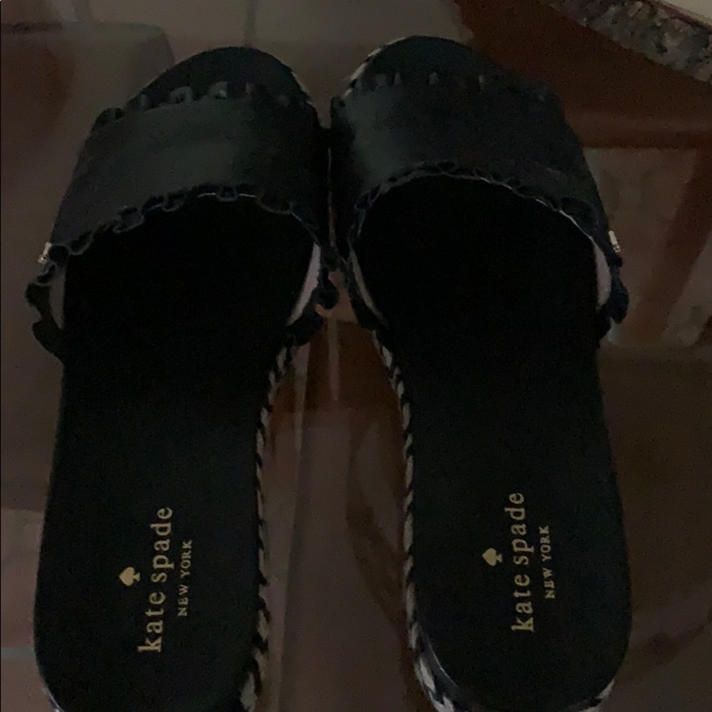 Kate Spade black leather slides